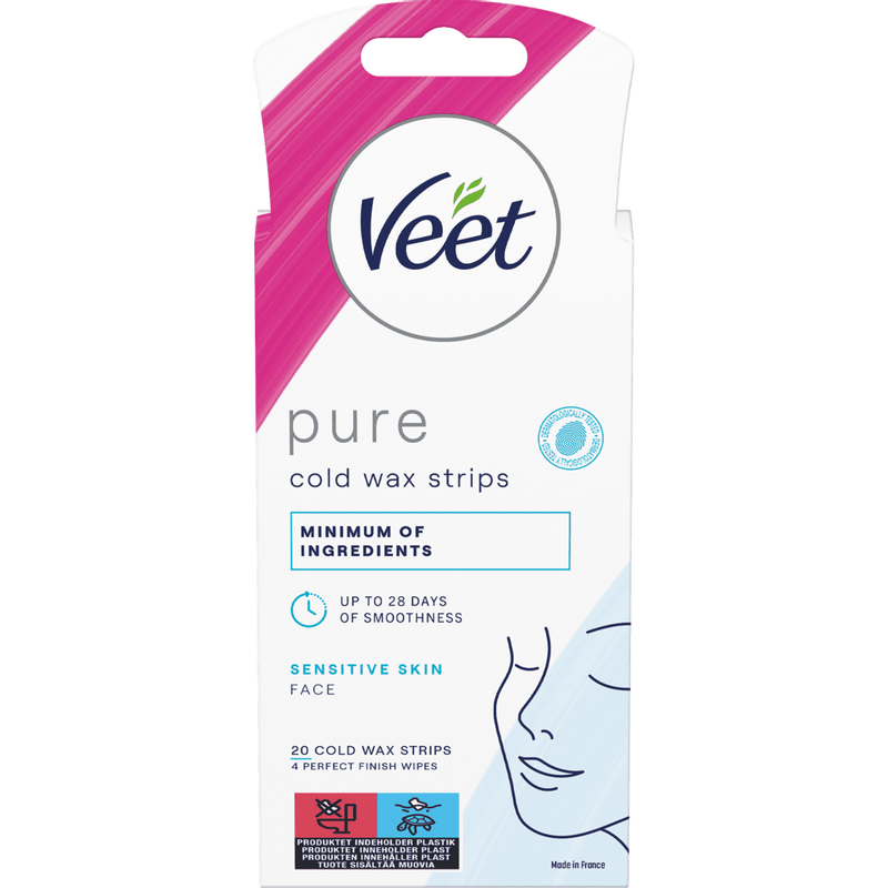 Veet Pure Cold Wax Strips Kasvot Herkälle iholle 20 kpl